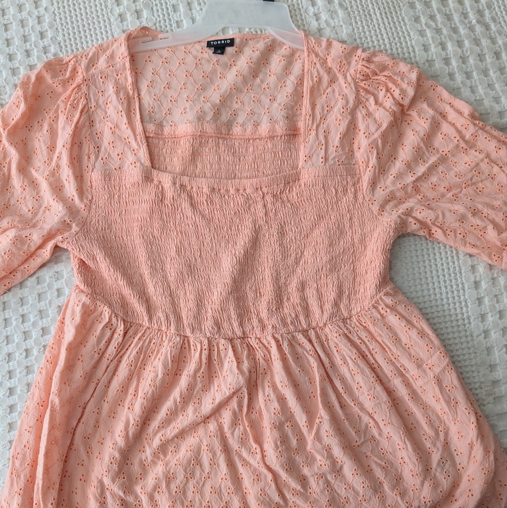 Torrid Peach Eyelet Blouse